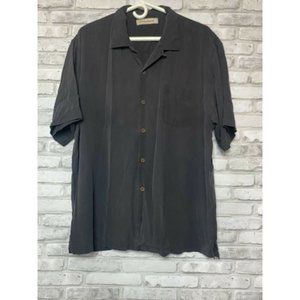 Tommy Bahamas Black 100% Silk Button up Shirt XL Men